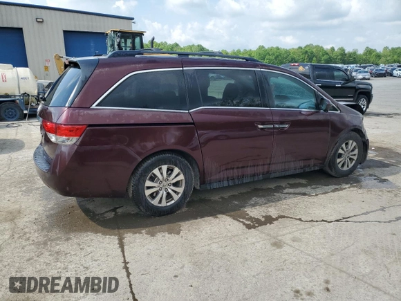 2014 Honda Odyssey EX-L with VIN 5FNRL5H60EB025526, listed as a Copart auction lot 57391215 with 153,758 mi miles and Salvage title. Bid and sale history available at DreamBid. Image 3.