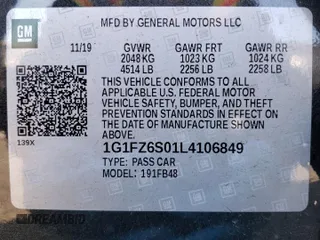 2020 Chevrolet Bolt EV Premier with VIN 1G1FZ6S01L4106849, listed as a Copart auction lot 71180772 with 32,315 mi miles. Bid and sale history available at carsss.com. Image 13.