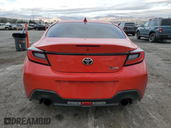 2023 Toyota GR86 with VIN JF1ZNBC14P8756375, listed as a Copart auction lot 82385244 with 56,912 mi miles and Salvage Title. Bid and sale history available at carsss.com. Image 6.