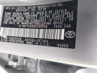 2017 Toyota Camry XLE with VIN 4T1BF1FK6HU348598, listed as a IAAI auction lot 42033513 with 114,475 mi miles and . Bid and sale history available at DreamBid. Image 9.
