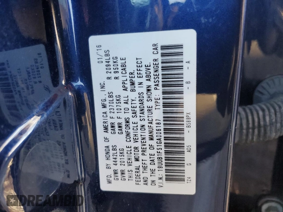 2016 Acura TLX Tech with VIN 19UUB1F51GA006187, listed as a Copart auction lot 79851783 with 0 mi miles. Bid and sale history available at carsss.com. Image 13.