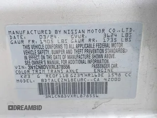 2024 Nissan Versa S with VIN 3N1CN8DVXRL878556, listed as a IAAI auction lot 41356641 with 14,126 mi miles. Bid and sale history available at carsss.com. Image 9.