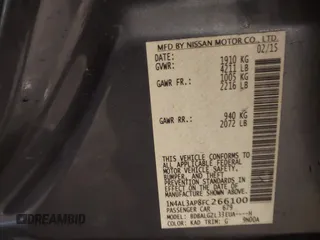 2015 Nissan Altima 2.5 S with VIN 1N4AL3AP8FC266100, listed as a IAAI auction lot 41535510 with 111,566 mi miles. Bid and sale history available at carsss.com. Image 9.