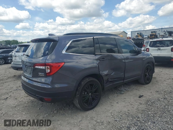 2021 Honda Pilot Special Edition with VIN 5FNYF6H29MB100339, listed as a Copart auction lot 55834795 with 45,113 mi miles and Salvage title. Bid and sale history available at DreamBid. Image 3.