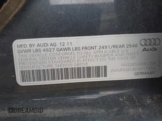 2012 Audi A4 Premium Plus с VIN WAUFFAFL8CN017343, выставлен на аукционе IAAI как лот 42302582 с пробегом 168 386 миль миль и . История ставок и продаж доступна на DreamBid. Изображение 9.