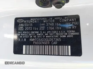 2016 Hyundai Veloster z VIN KMHTC6AD3GU267365, wystawiony jako IAAI lot #41469796 z przebiegiem 111 791 mil mil oraz . Historia ofert i sprzedaży dostępna na DreamBid. Obrazek 9.