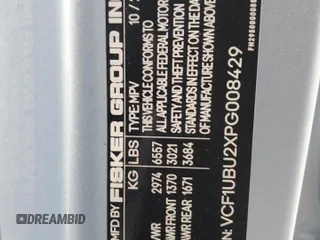 2023 Fisker Ocean Ultra z VIN VCF1UBU2XPG008429, wystawiony jako Copart lot #87039704 z przebiegiem Nie podano mil oraz Nie do naprawy. Historia ofert i sprzedaży dostępna na DreamBid. Obrazek 14.