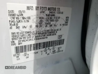 2011 Ford Edge Limited with VIN 2FMDK3KCXBBA99279, listed as a Copart auction lot 62712905 with 257,663 mi miles and Clean title. Bid and sale history available at DreamBid. Image 13.