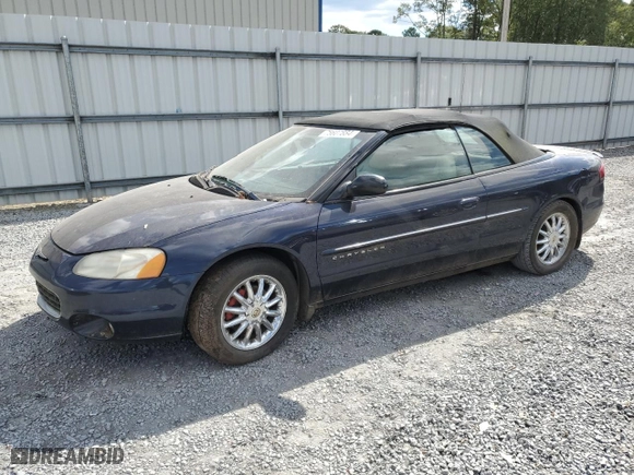 2001 Chrysler Sebring Limited with VIN 1C3EL65U01N711623, listed as a Copart auction lot 75607884 with 0 mi miles and Salvage Title. Bid and sale history available at carsss.com. Image 1.