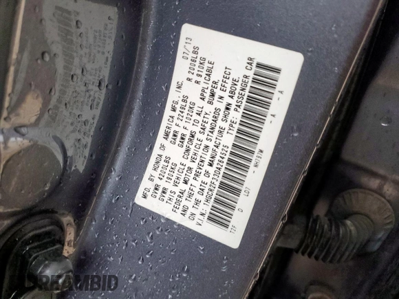 2013 Honda Accord LX z VIN 1HGCR2F33DA264525, wystawiony jako Copart lot #58628805 z przebiegiem 118 763 mil mil oraz Szkoda całkowita • Salvage title. Historia ofert i sprzedaży dostępna na DreamBid. Obrazek 12.