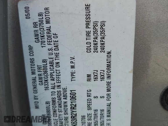 2000 Cadillac Escalade z VIN 1GYEK63R2YR210601, wystawiony jako Copart lot #64108944 z przebiegiem 186 964 mil mil oraz Szkoda całkowita • Salvage title. Historia ofert i sprzedaży dostępna na DreamBid. Obrazek 15.