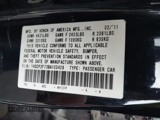 2011 Honda Accord EX with VIN 1HGCP2F73BA105428, listed as a IAAI auction lot 42428353 with 172,191 mi miles and . Bid and sale history available at DreamBid. Image 9.