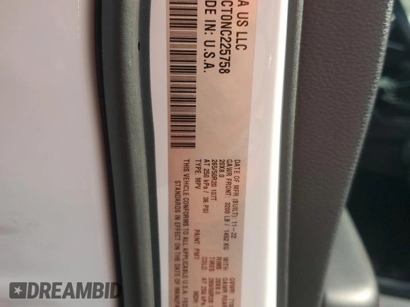 2022 Dodge Durango R/T Plus with VIN 1C4SDJCT0NC225758, listed as a Copart auction lot 42975695 with Not provided miles and Non repairable. Bid and sale history available at DreamBid. Image 13.