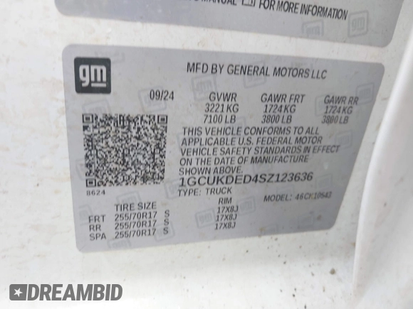 2025 Chevrolet Silverado 1500 LT z VIN 1GCUKDED4SZ123636, wystawiony jako IAAI lot #42216309 z przebiegiem 29 832 mil mil oraz . Historia ofert i sprzedaży dostępna na DreamBid. Obrazek 9.