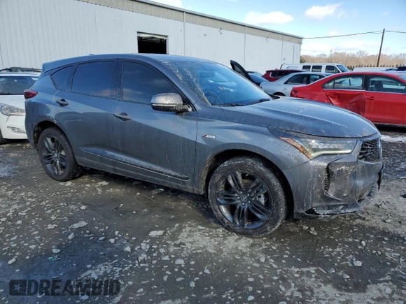 2023 Acura RDX w/A-Spec Package with VIN 5J8TC2H67PL023536, listed as a Copart auction lot 87268614 with 19,972 mi miles and Salvage title. Bid and sale history available at DreamBid. Image 4.
