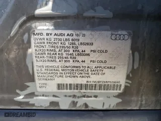 2024 Audi Q4 e-tron Prestige with VIN WA1M2BFZ5RP029540, listed as a Copart auction lot 67763734 with 0 mi miles and Salvage Title. Bid and sale history available at carsss.com. Image 13.