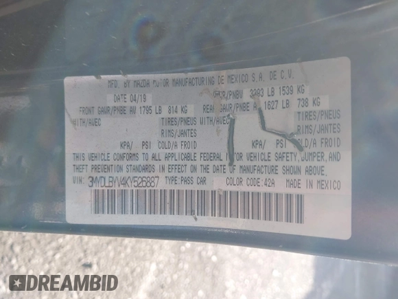 2019 Toyota Yaris L с VIN 3MYDLBYV4KY526887, выставлен на аукционе IAAI как лот 40624501 с пробегом Не указан миль и . История ставок и продаж доступна на DreamBid. Изображение 9.