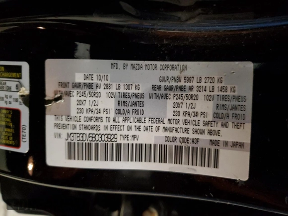 2011 Mazda CX-9 Grand Touring z VIN JM3TB3DV5B0303929, wystawiony jako Copart lot #59821825 z przebiegiem 149 663 mil mil oraz Szkoda całkowita • Salvage title. Historia ofert i sprzedaży dostępna na DreamBid. Obrazek 13.