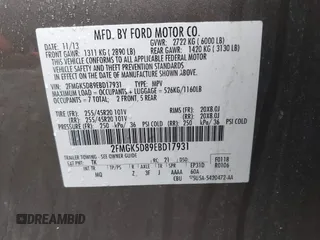 2014 Ford Flex Limited with VIN 2FMGK5D89EBD17931, listed as a IAAI auction lot 41852159 with 105,522 mi miles. Bid and sale history available at carsss.com. Image 9.