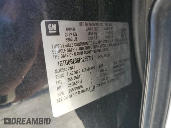 2015 GMC Canyon 4WD SLE with VIN 1GTG6BE36F1265777, listed as a Copart auction lot 48534175 with 207,939 mi miles and Clean Title. Bid and sale history available at carsss.com. Image 12.