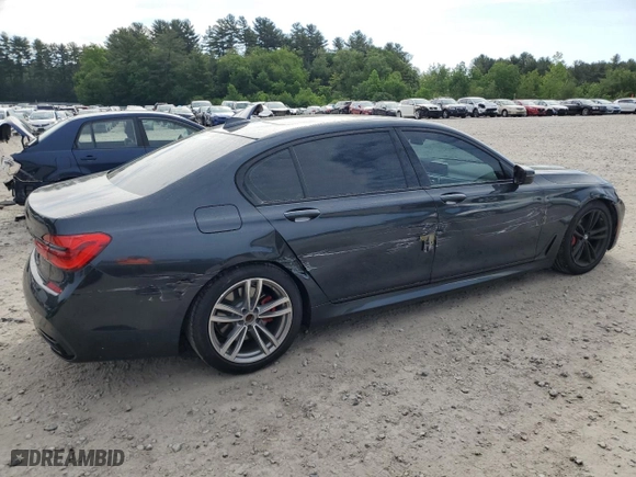 2019 BMW 7 Series 740i xDrive with VIN WBA7E4C53KGV28721, listed as a Copart auction lot 57747054 with 60,671 mi miles and Salvage Title. Bid and sale history available at carsss.com. Image 3.
