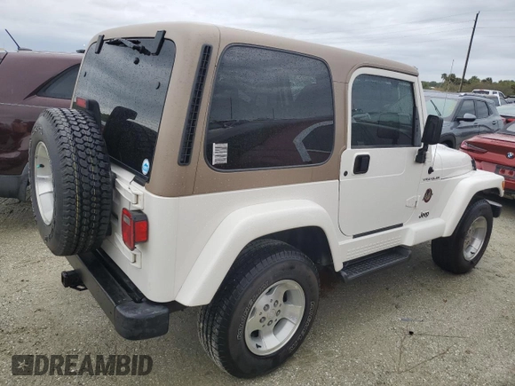 2002 Jeep Wrangler Sahara with VIN 1J4FA59S02P727359, listed as a Copart auction lot 74823414 with 84,186 mi miles and Salvage Title. Bid and sale history available at carsss.com. Image 3.