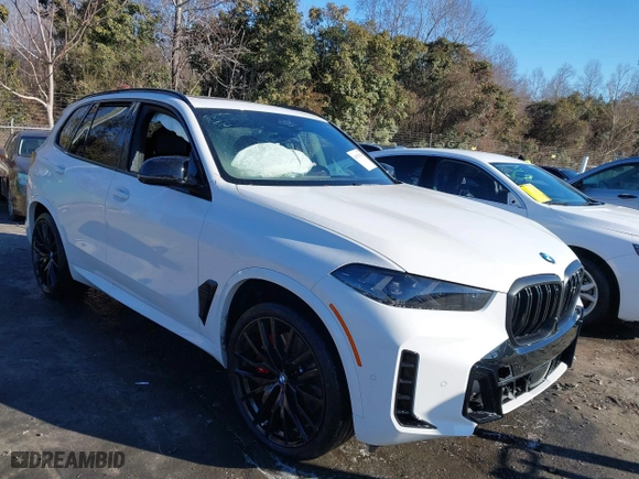 2025 BMW X5 M60i with VIN 5UX33EU09S9X35021, listed as a IAAI auction lot 41376790 with 1 mi miles. Bid and sale history available at carsss.com. Image 1.