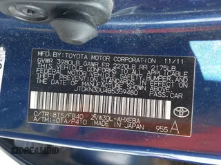 2011 Toyota Prius I with VIN JTDKN3DU4B5359480, listed as a IAAI auction lot 42161379 with 353,592 mi miles. Bid and sale history available at carsss.com. Image 9.