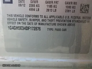 2013 Buick LaCrosse Premium 2 with VIN 1G4GH5E34DF172876, listed as a Copart auction lot 51674275 with 151,280 mi miles and Salvage Title. Bid and sale history available at carsss.com. Image 12.