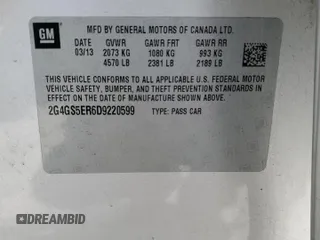 2013 Buick Regal Premium 1 с VIN 2G4GS5ER6D9220599, выставлен на аукционе Copart как лот 60376125 с пробегом 136 617 миль миль и Списание • Salvage title. История ставок и продаж доступна на DreamBid. Изображение 12.