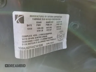 2004 Saturn ION with VIN 1G8AJ52F44Z141536, listed as a Copart auction lot 88760295 with Not Provided miles and Salvage Title. Bid and sale history available at carsss.com. Image 13.