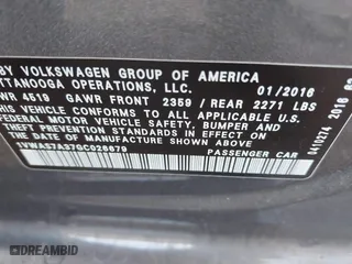 2016 Volkswagen Passat 1.8T S with VIN 1VWAS7A37GC026679, listed as a IAAI auction lot 41229736 with 193,792 mi miles. Bid and sale history available at carsss.com. Image 9.