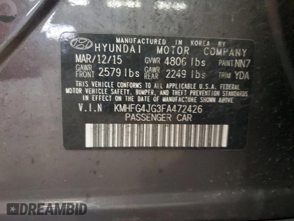 2015 Hyundai Azera z VIN KMHFG4JG3FA472426, wystawiony jako Copart lot #53330305 z przebiegiem 220 760 mil mil oraz Czysty tytuł • Clean title. Historia ofert i sprzedaży dostępna na DreamBid. Obrazek 12.
