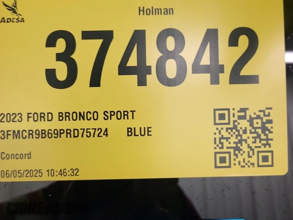 2023 Ford Bronco Sport Big Bend z VIN 3FMCR9B69PRD75724, wystawiony jako IAAI lot #42547276 z przebiegiem 27 623 mil mil oraz . Historia ofert i sprzedaży dostępna na DreamBid. Obrazek 38.
