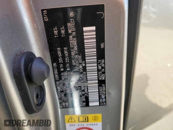 2016 Lexus NX 200t with VIN JTJBARBZ1G2090518, listed as a Copart auction lot 54958585 with 67,480 mi miles and Salvage Title. Bid and sale history available at DreamBid. Image 13.