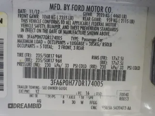 2013 Ford Fusion SE with VIN 3FA6P0H77DR174005, listed as a Copart auction lot 52814645 with 167,406 mi miles and Salvage title. Bid and sale history available at DreamBid. Image 14.
