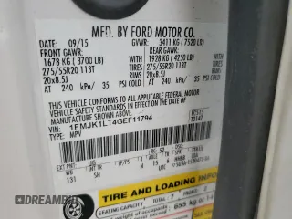 2016 Ford Expedition Max Platinum z VIN 1FMJK1LT4GEF11794, wystawiony jako Copart lot #55332795 z przebiegiem 151 060 mil mil oraz Szkoda całkowita • Salvage title. Historia ofert i sprzedaży dostępna na DreamBid. Obrazek 14.