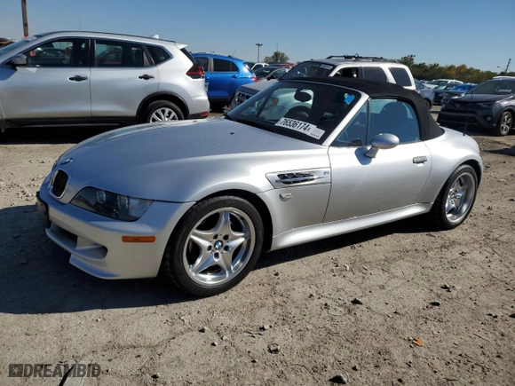 2000 BMW Z3 M 3.2L with VIN WBSCK9349YLC93283, listed as a Copart auction lot 76536174 with 38,049 mi miles and Clean Title. Bid and sale history available at carsss.com. Image 1.