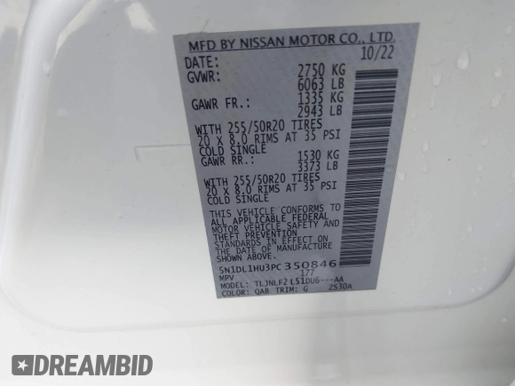 2023 Infiniti QX60 Autograph z VIN 5N1DL1HU3PC350846, wystawiony jako IAAI lot #41114062 z przebiegiem 34 353 mil mil oraz . Historia ofert i sprzedaży dostępna na DreamBid. Obrazek 9.