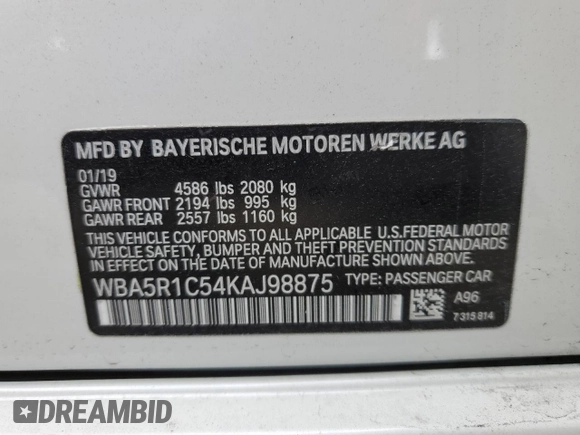 2019 BMW 3 Series 330i with VIN WBA5R1C54KAJ98875, listed as a Copart auction lot 50037465 with 32,170 mi miles and Salvage Title. Bid and sale history available at carsss.com. Image 13.