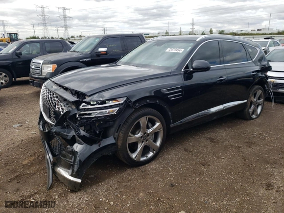 2021 Genesis GV80 Advanced + with VIN KMUHCESC0MU046230, listed as a Copart auction lot 72079454 with 0 mi miles and Salvage Title. Bid and sale history available at carsss.com. Image 1.