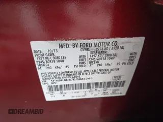2014 Ford Explorer XLT with VIN 1FM5K8D87EGA87341, listed as a IAAI auction lot 42038883 with 134,029 mi miles and . Bid and sale history available at carsss.com. Image 9.