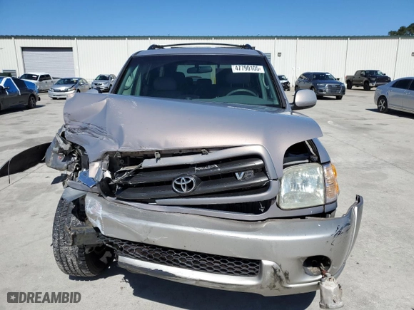 2002 Toyota Sequoia SR5 with VIN 5TDZT34A32S130180, listed as a Copart auction lot 47790105 with 209,399 mi miles and Salvage Title. Bid and sale history available at carsss.com. Image 5.
