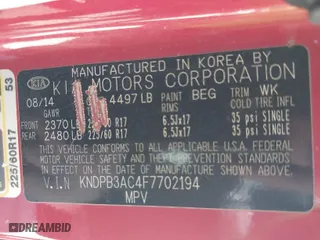 2015 Kia Sportage LX with VIN KNDPB3AC4F7702194, listed as a IAAI auction lot 41752864 with 170,256 mi miles. Bid and sale history available at carsss.com. Image 9.