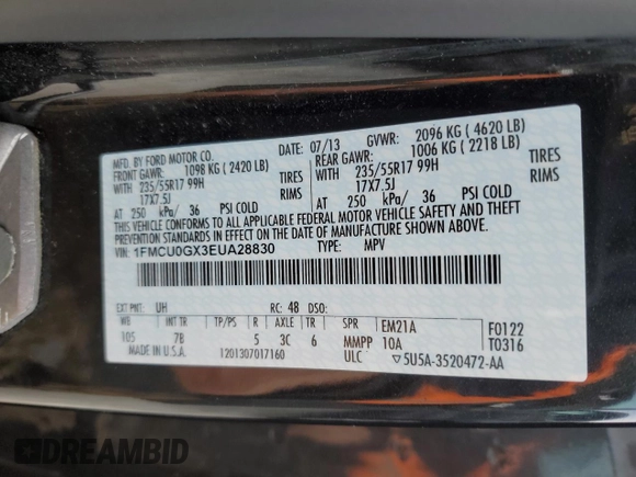 2014 Ford Escape SE with VIN 1FMCU0GX3EUA28830, listed as a Copart auction lot 42692725 with 158,545 mi miles and Clean Title. Bid and sale history available at DreamBid. Image 13.