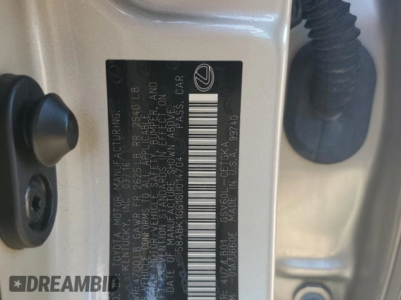 2016 Lexus ES with VIN 58ABK1GG1GU014704, listed as a Copart auction lot 53478795 with 152,335 mi miles and Salvage Title. Bid and sale history available at carsss.com. Image 13.