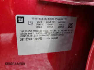 2014 Chevrolet Impala LT z VIN 2G1125S3XE9106786, wystawiony jako Copart lot #57965835 z przebiegiem 128 811 mil mil oraz Szkoda całkowita • Salvage title. Historia ofert i sprzedaży dostępna na DreamBid. Obrazek 12.