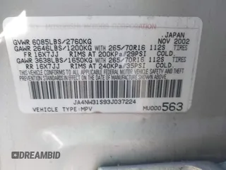 2003 Mitsubishi Montero z VIN JA4NW31S93J037224, wystawiony jako IAAI lot #41848661 z przebiegiem 206 151 mil mil oraz . Historia ofert i sprzedaży dostępna na DreamBid. Obrazek 9.