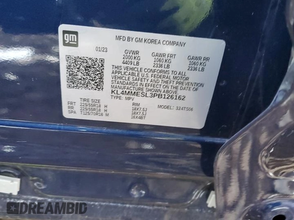 2023 Buick Encore GX Select с VIN KL4MMESL3PB126162, выставлен на аукционе Copart как лот 83914604 с пробегом 21 109 миль миль и Списание • Salvage title. История ставок и продаж доступна на DreamBid. Изображение 14.