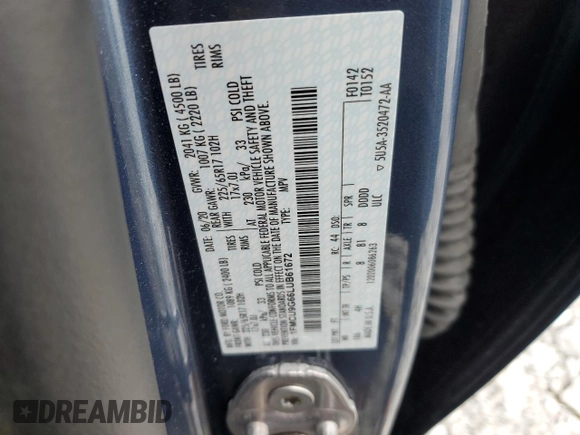 2020 Ford Escape SE z VIN 1FMCU9G66LUB61672, wystawiony jako Copart lot #56393285 z przebiegiem 53 631 mil mil oraz Szkoda całkowita • Salvage title. Historia ofert i sprzedaży dostępna na DreamBid. Obrazek 13.